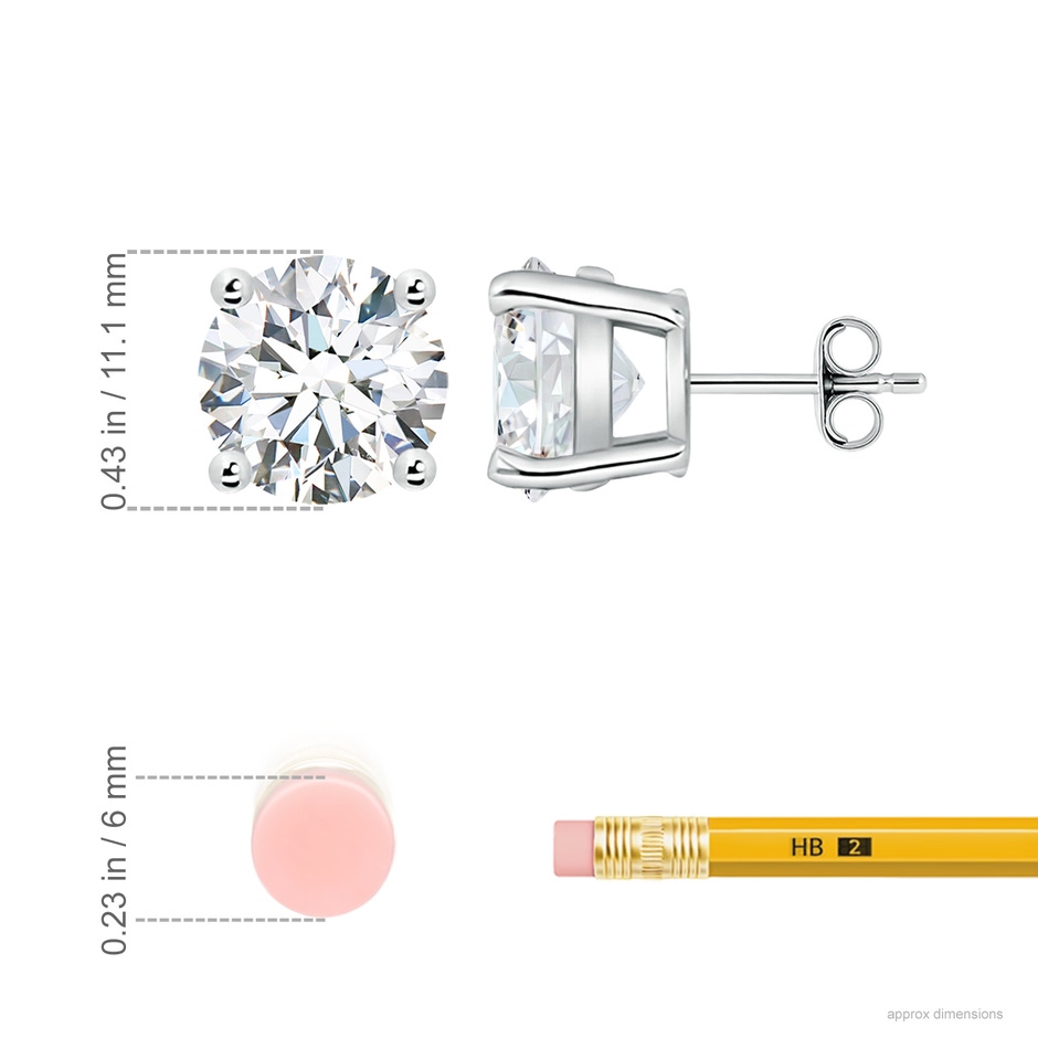 11.1mm FGVS Lab-Grown Basket-Set Solitaire Diamond Stud Earrings in White Gold ruler