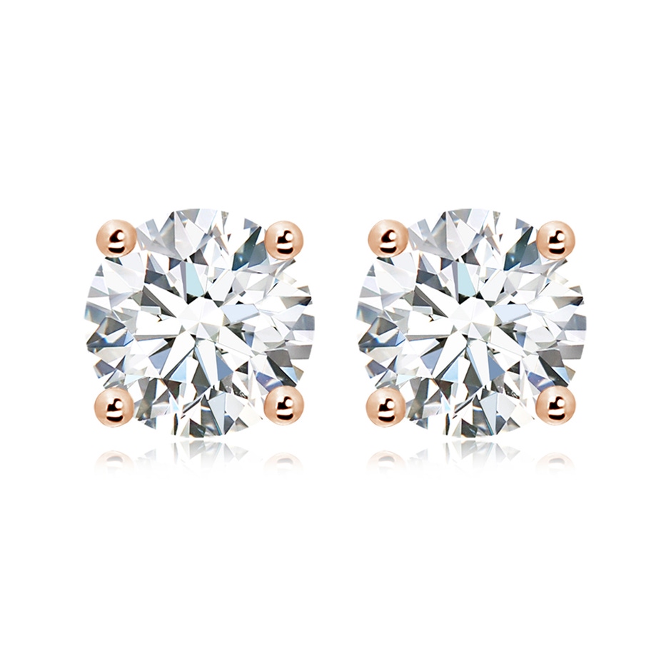 11.6mm FGVS Lab-Grown Basket-Set Solitaire Diamond Stud Earrings in 18K Rose Gold 