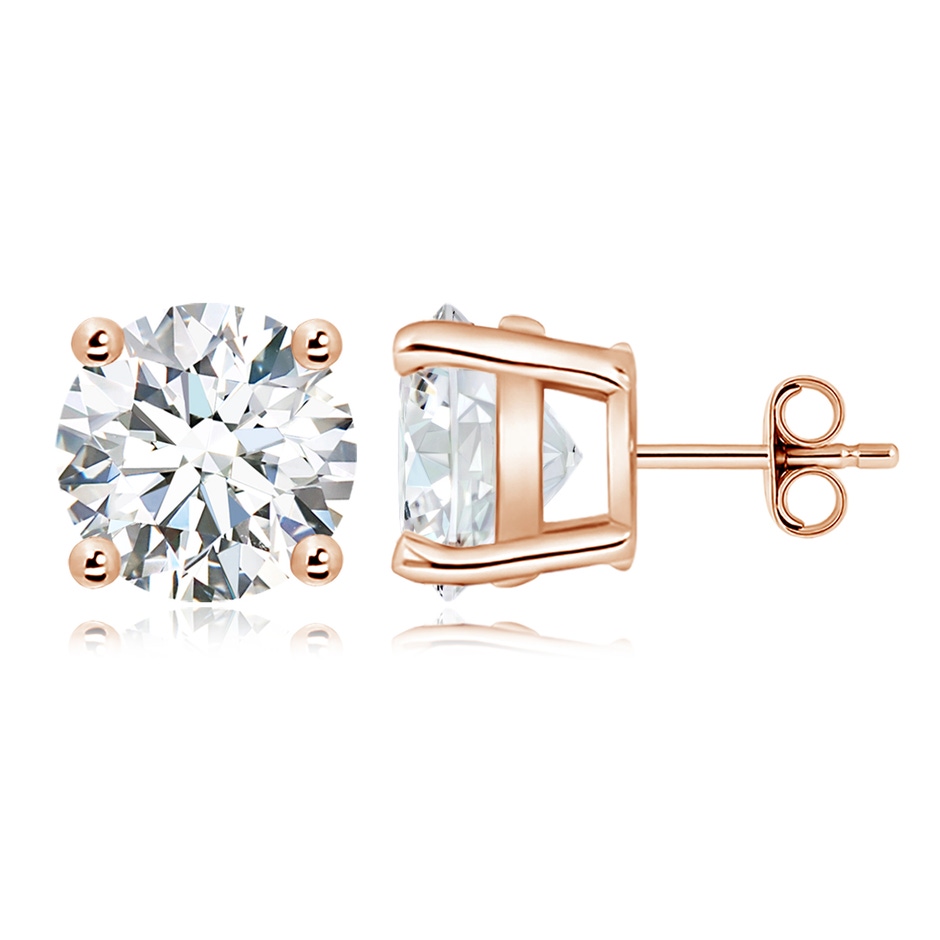 11.6mm FGVS Lab-Grown Basket-Set Solitaire Diamond Stud Earrings in 18K Rose Gold side 199