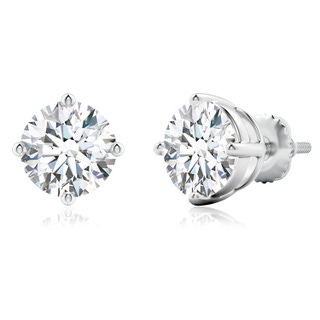 11.6mm FGVS Lab-Grown Basket-Set Solitaire Diamond Stud Earrings in P950 Platinum