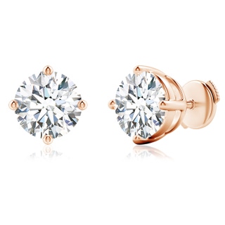 11.6mm FGVS Lab-Grown Basket-Set Solitaire Diamond Stud Earrings in Rose Gold