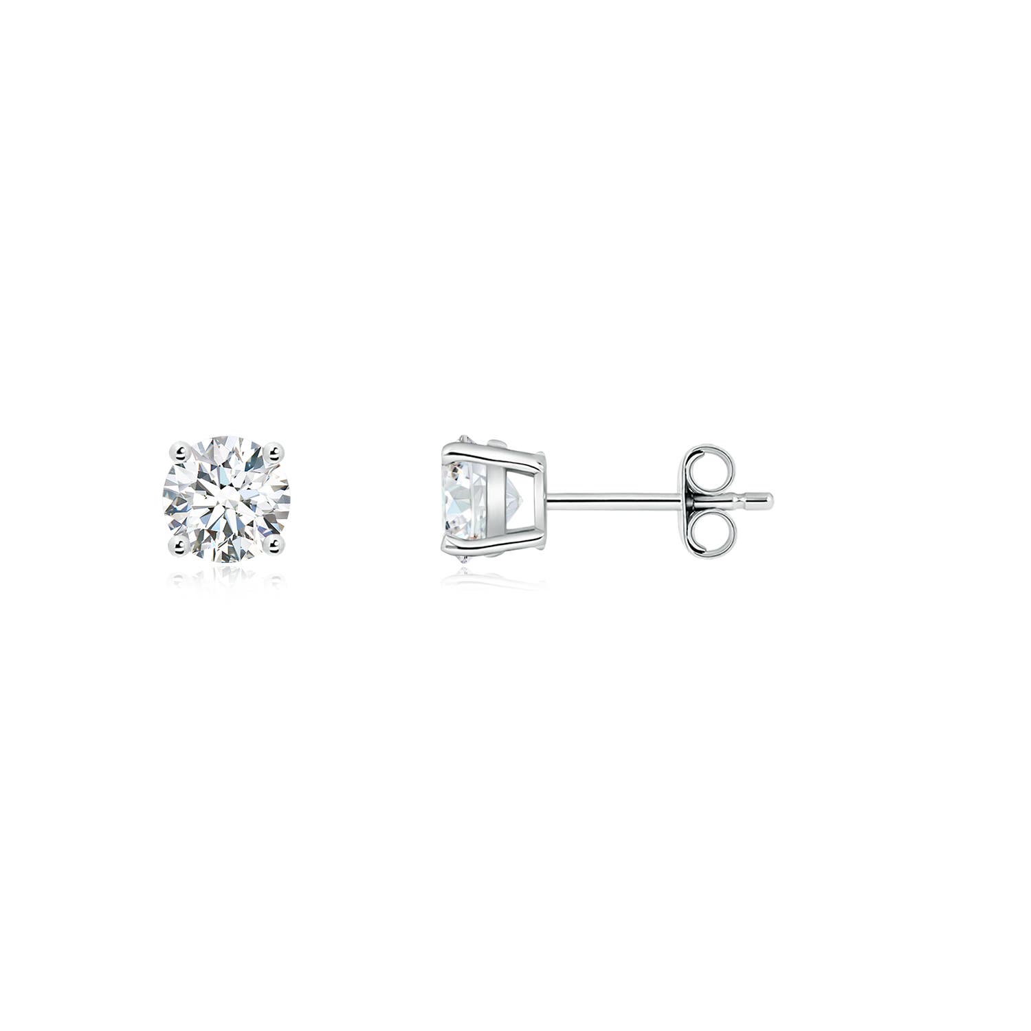 4.6mm FGVS Lab-Grown Basket-Set Solitaire Diamond Stud Earrings in 18K White Gold