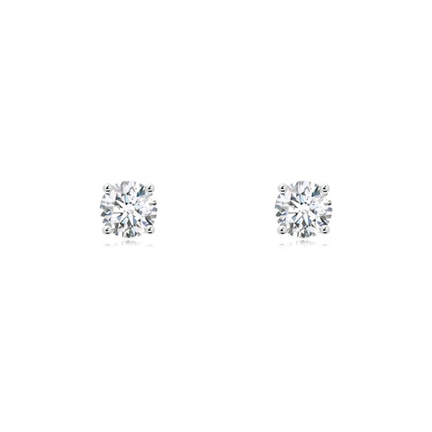 4.6mm FGVS Lab-Grown Basket-Set Solitaire Diamond Stud Earrings in P950 Platinum