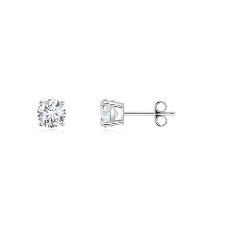 4.6mm FGVS Lab-Grown Basket-Set Solitaire Diamond Stud Earrings in P950 Platinum