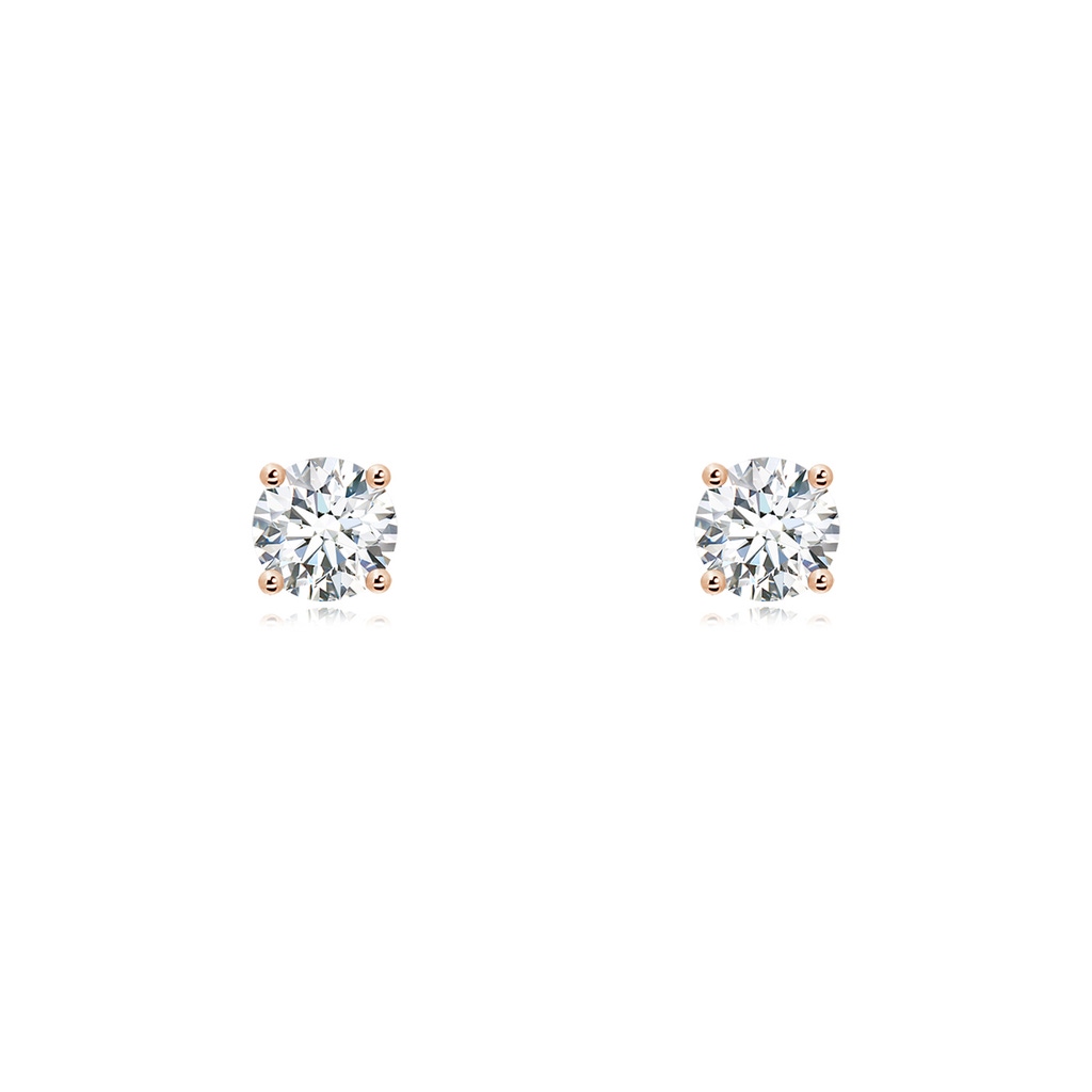 4.6mm FGVS Lab-Grown Basket-Set Solitaire Diamond Stud Earrings in Rose Gold