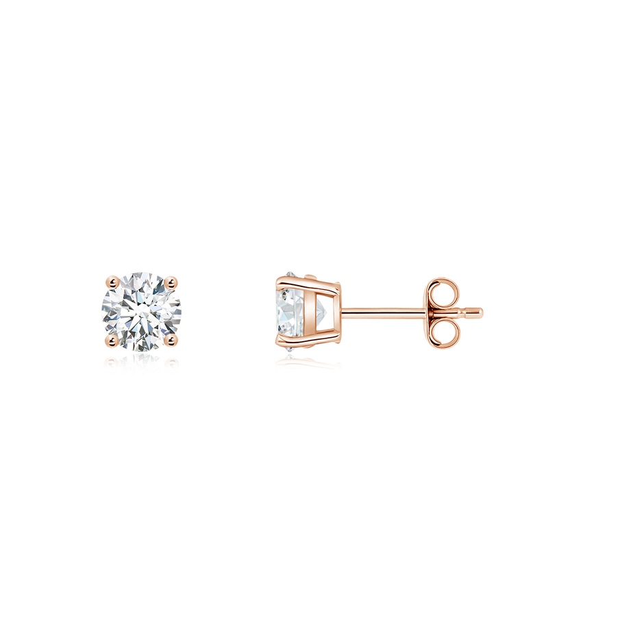 4.6mm FGVS Lab-Grown Basket-Set Solitaire Diamond Stud Earrings in Rose Gold side 199
