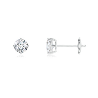4.6mm FGVS Lab-Grown Basket-Set Solitaire Diamond Stud Earrings in White Gold