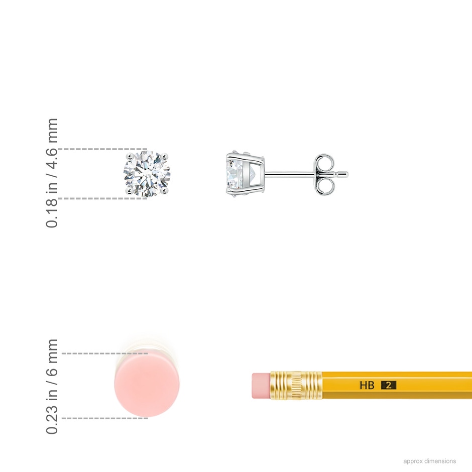 4.6mm FGVS Lab-Grown Basket-Set Solitaire Diamond Stud Earrings in White Gold ruler