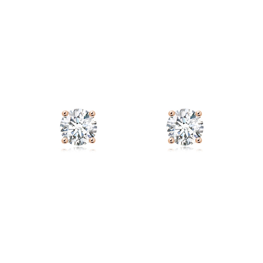 5.1mm FGVS Lab-Grown Basket-Set Solitaire Diamond Stud Earrings in Rose Gold
