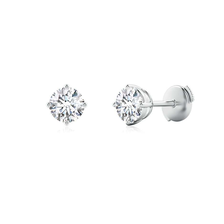 5.1mm FGVS Lab-Grown Basket-Set Solitaire Diamond Stud Earrings in White Gold 