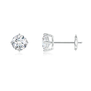 5.5mm FGVS Lab-Grown Basket-Set Solitaire Diamond Stud Earrings in White Gold