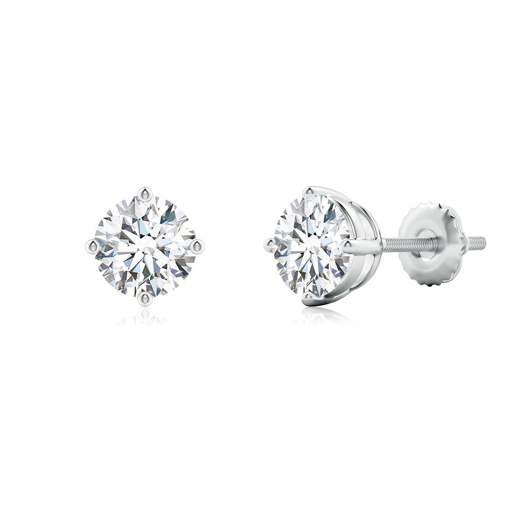 6.4mm FGVS Lab-Grown Basket-Set Solitaire Diamond Stud Earrings in 18K White Gold