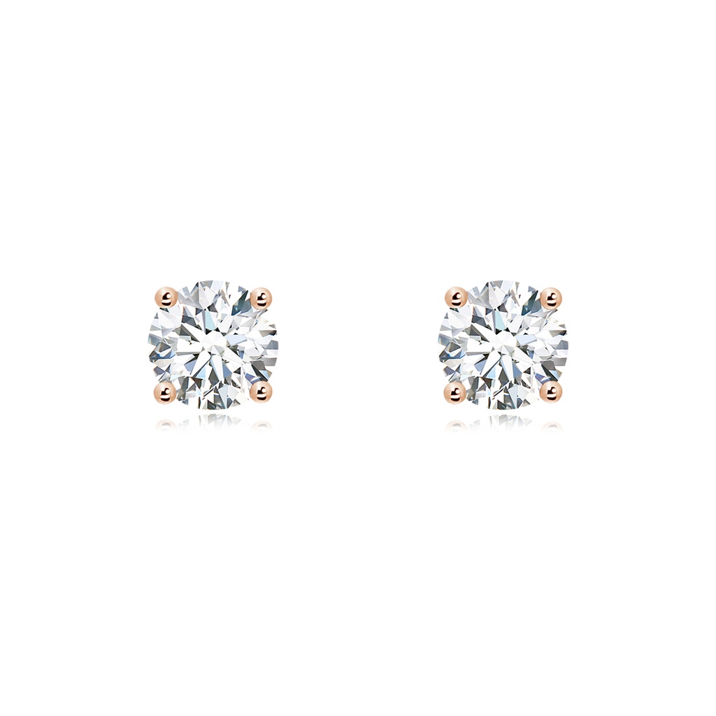 6.4mm FGVS Lab-Grown Basket-Set Solitaire Diamond Stud Earrings in Rose Gold