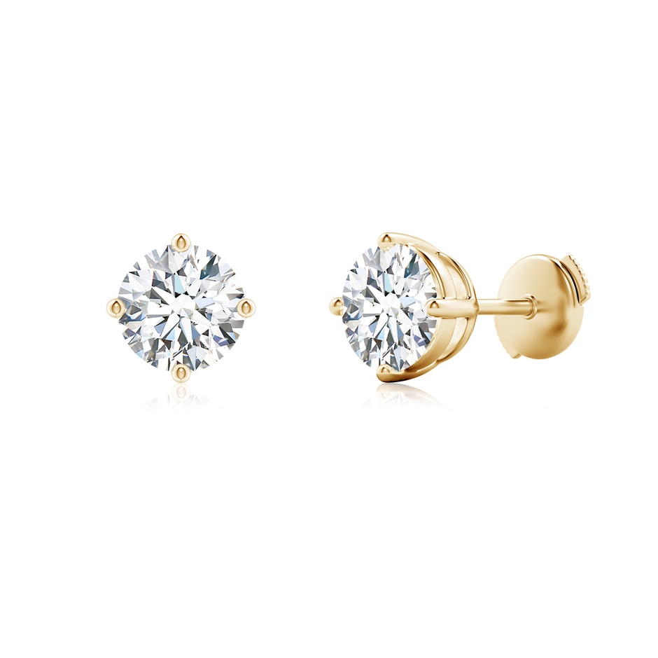 6.4mm FGVS Lab-Grown Basket-Set Solitaire Diamond Stud Earrings in Yellow Gold 