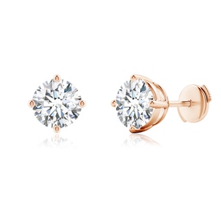 7.4mm FGVS Lab-Grown Basket-Set Solitaire Diamond Stud Earrings in 9K Rose Gold