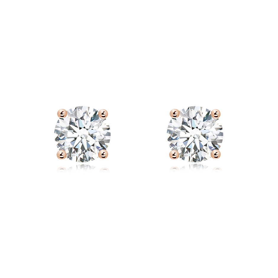 7.4mm FGVS Lab-Grown Basket-Set Solitaire Diamond Stud Earrings in Rose Gold 