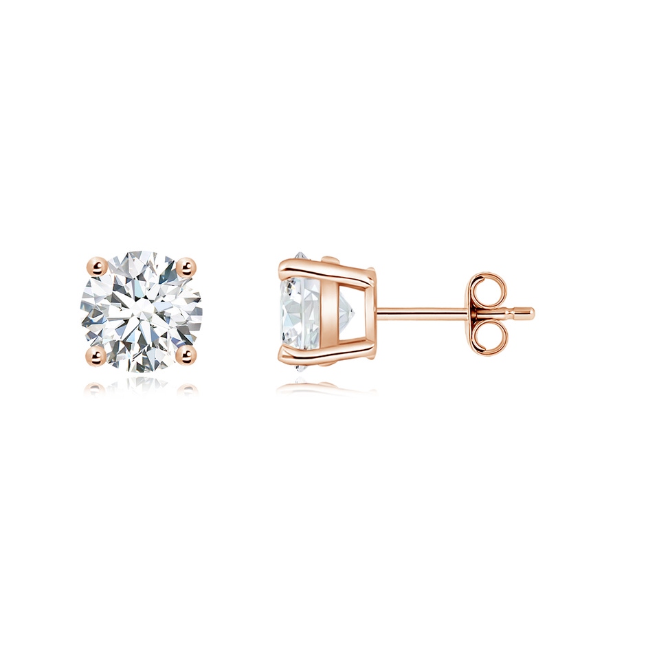 7.4mm FGVS Lab-Grown Basket-Set Solitaire Diamond Stud Earrings in Rose Gold side 199