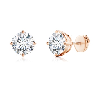 8.1mm FGVS Lab-Grown Basket-Set Solitaire Diamond Stud Earrings in 9K Rose Gold