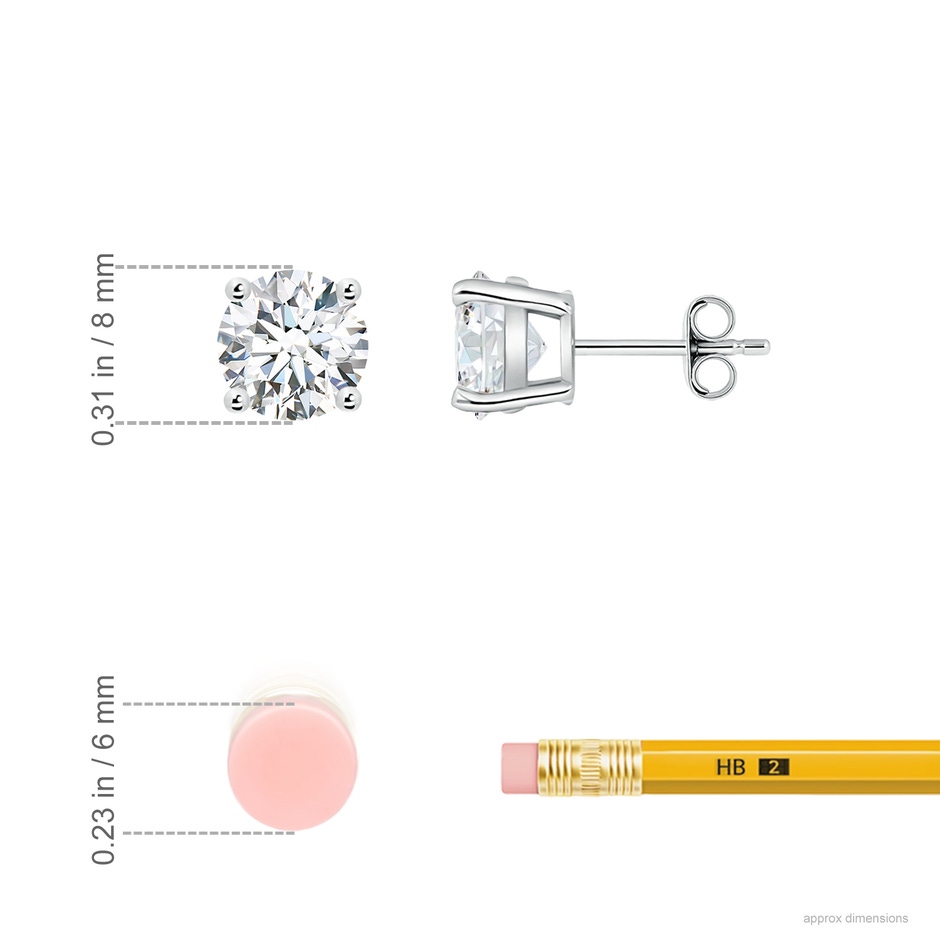 8.1mm FGVS Lab-Grown Basket-Set Solitaire Diamond Stud Earrings in P950 Platinum ruler