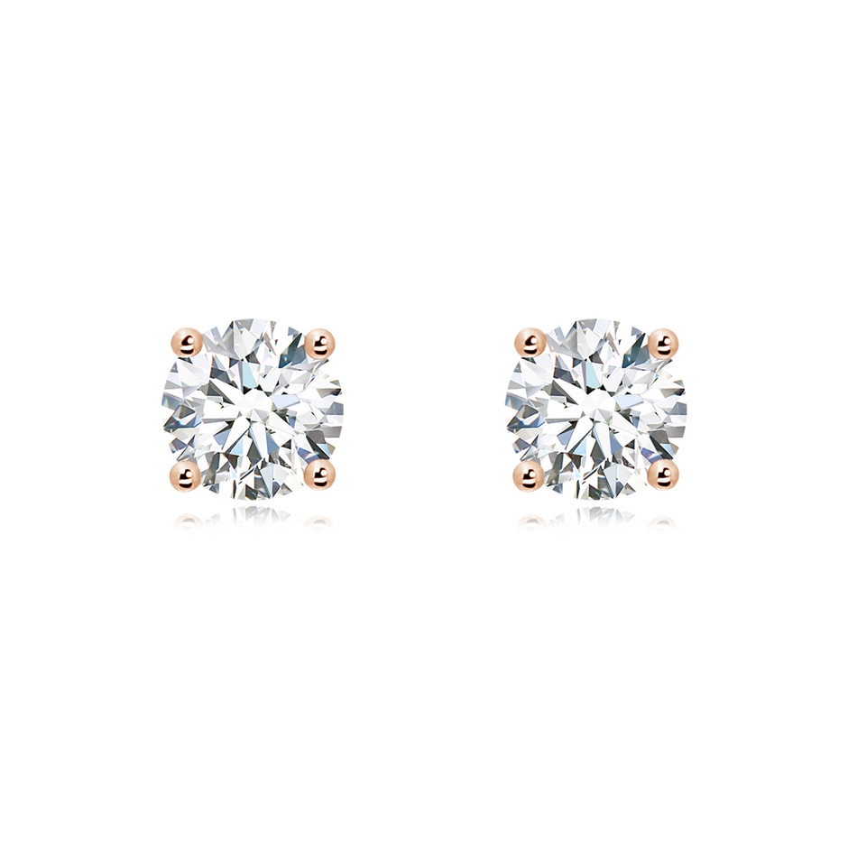 8.1mm FGVS Lab-Grown Basket-Set Solitaire Diamond Stud Earrings in Rose Gold 