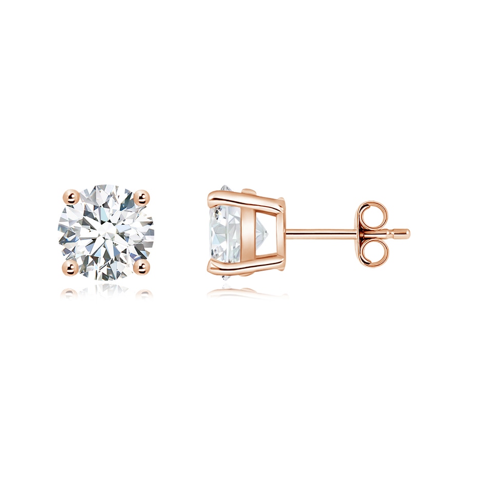 8.1mm FGVS Lab-Grown Basket-Set Solitaire Diamond Stud Earrings in Rose Gold side 199