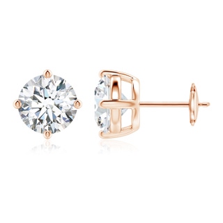 8.9mm FGVS Lab-Grown Basket-Set Solitaire Diamond Stud Earrings in 10K Rose Gold