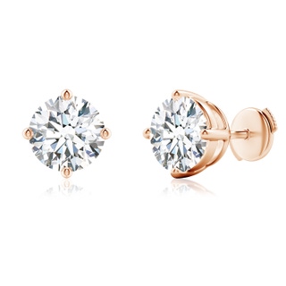 8.9mm FGVS Lab-Grown Basket-Set Solitaire Diamond Stud Earrings in 9K Rose Gold