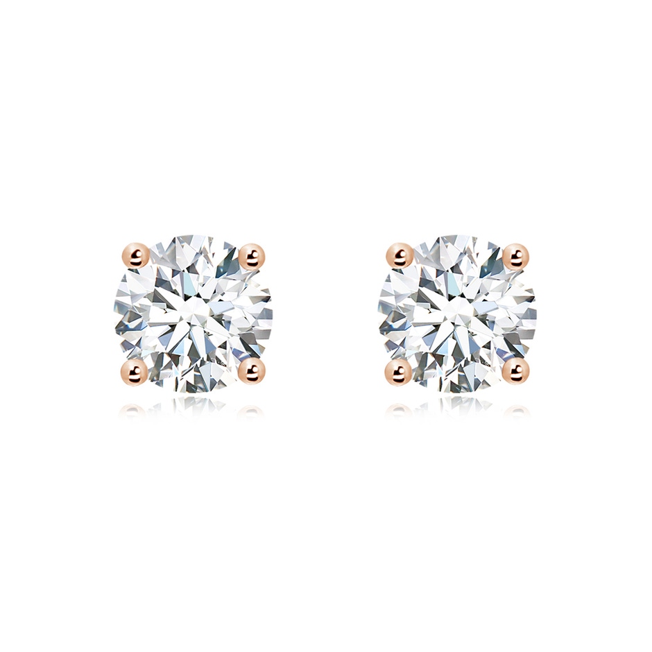 8.9mm FGVS Lab-Grown Basket-Set Solitaire Diamond Stud Earrings in Rose Gold 