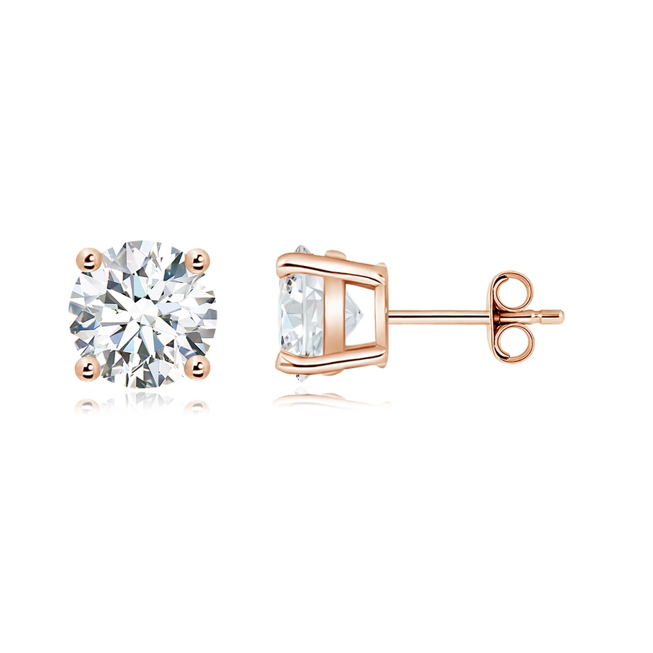 8.9mm FGVS Lab-Grown Basket-Set Solitaire Diamond Stud Earrings in Rose Gold side 199