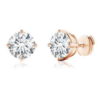 9.4mm FGVS Lab-Grown Basket-Set Solitaire Diamond Stud Earrings in 10K Rose Gold