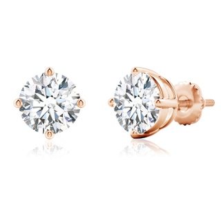 9.4mm FGVS Lab-Grown Basket-Set Solitaire Diamond Stud Earrings in 18K Rose Gold