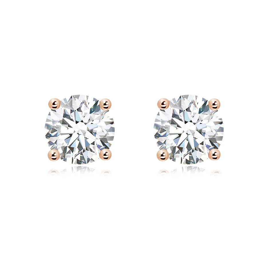 9.4mm FGVS Lab-Grown Basket-Set Solitaire Diamond Stud Earrings in Rose Gold 