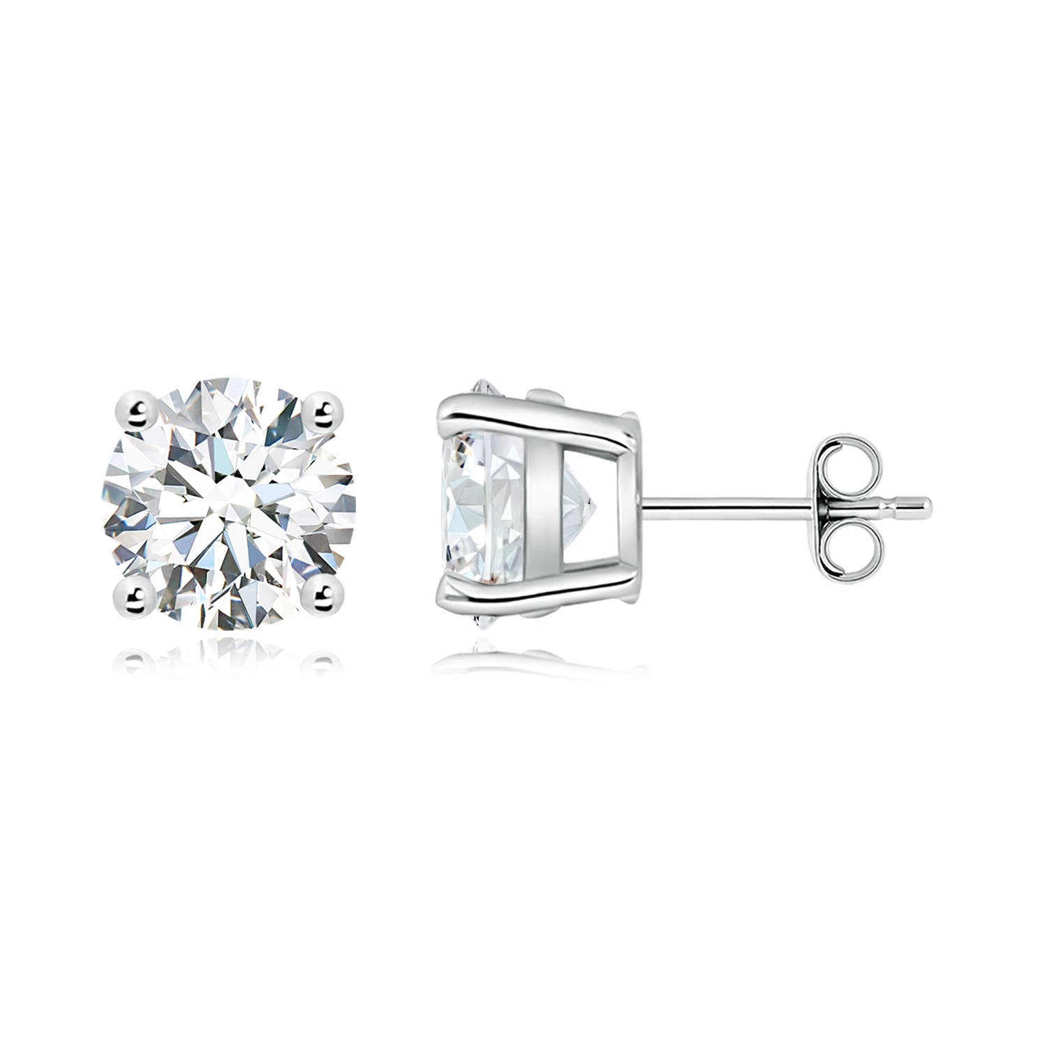 9.4mm FGVS Lab-Grown Basket-Set Solitaire Diamond Stud Earrings in White Gold