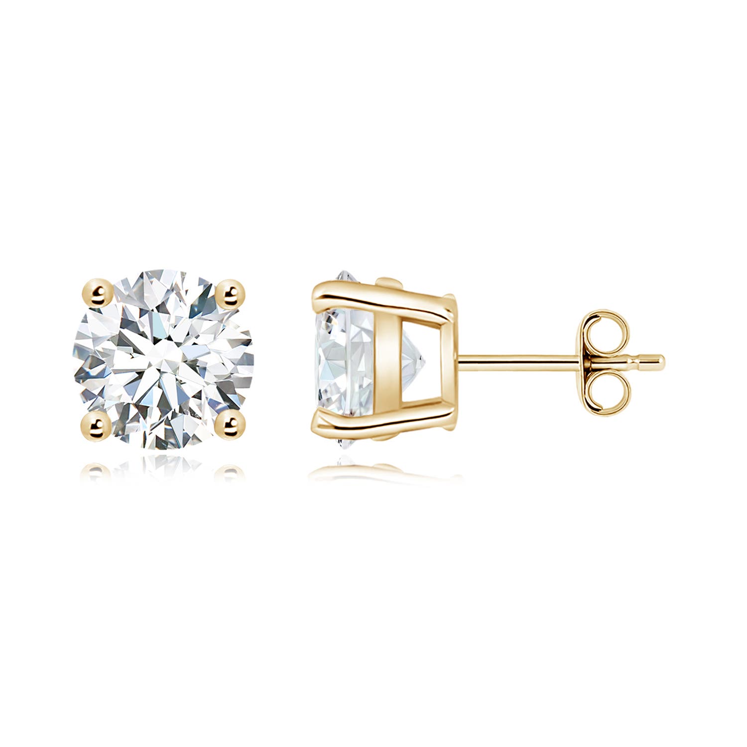 9.4mm FGVS Lab-Grown Basket-Set Solitaire Diamond Stud Earrings in Yellow Gold