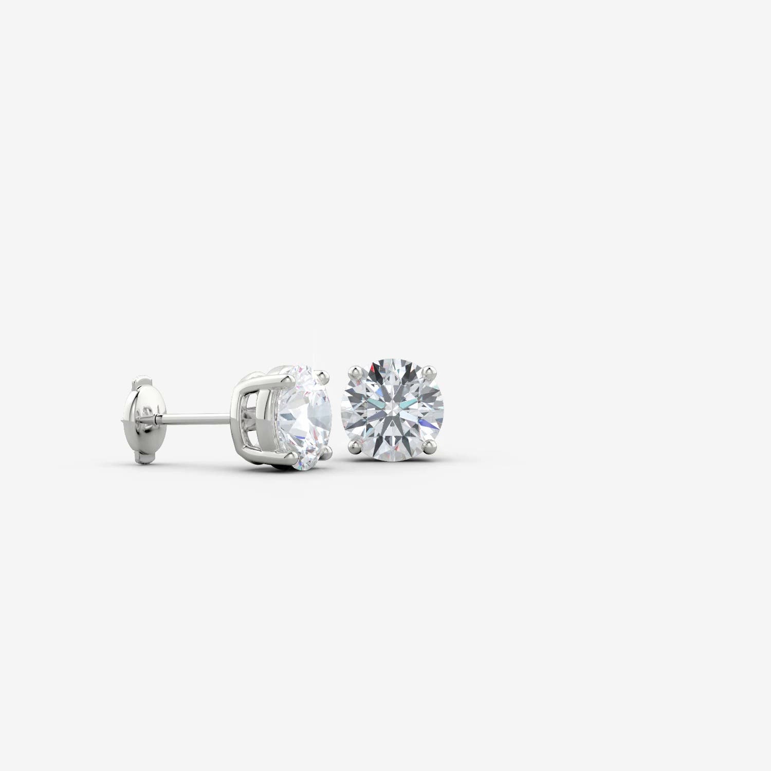 Lab-Grown Basket-Set Solitaire Diamond Stud Earrings in 18K