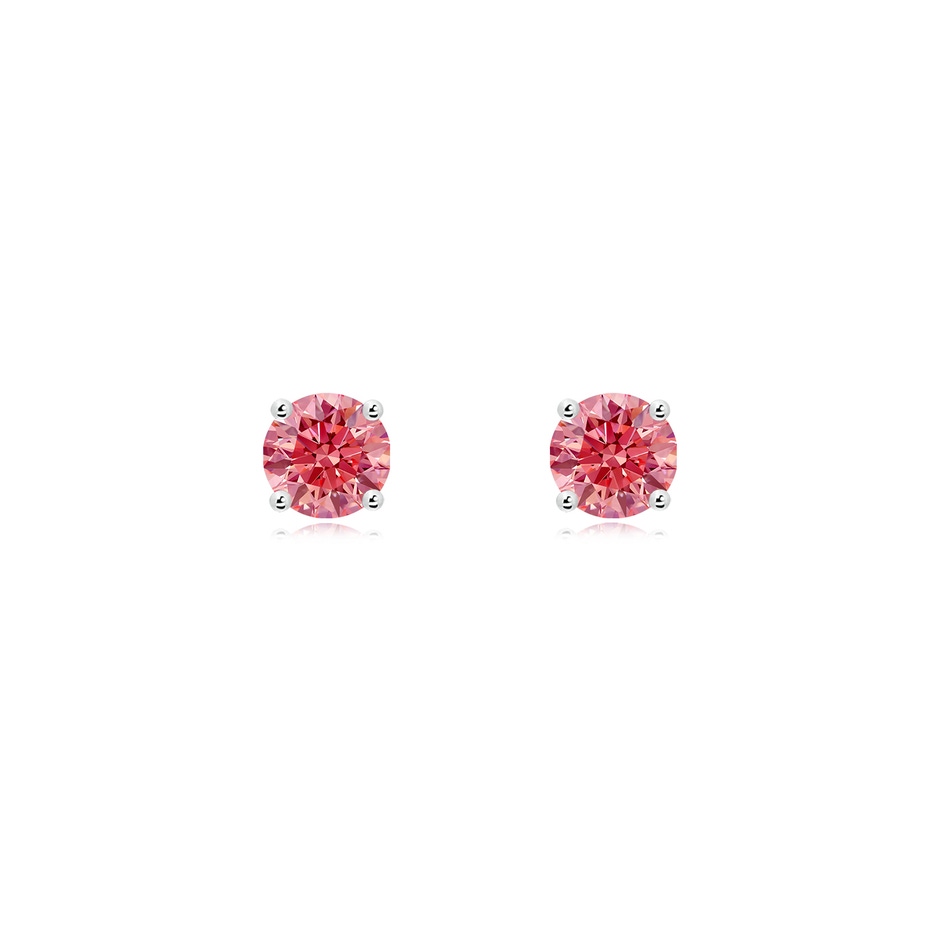 4.6mm Labgrown Basket-Set Solitaire Lab-Grown Fancy Intense Pink Diamond Stud Earrings in 18K White Gold 