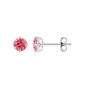 4.6mm Labgrown Basket-Set Solitaire Lab-Grown Fancy Intense Pink Diamond Stud Earrings in P950 Platinum