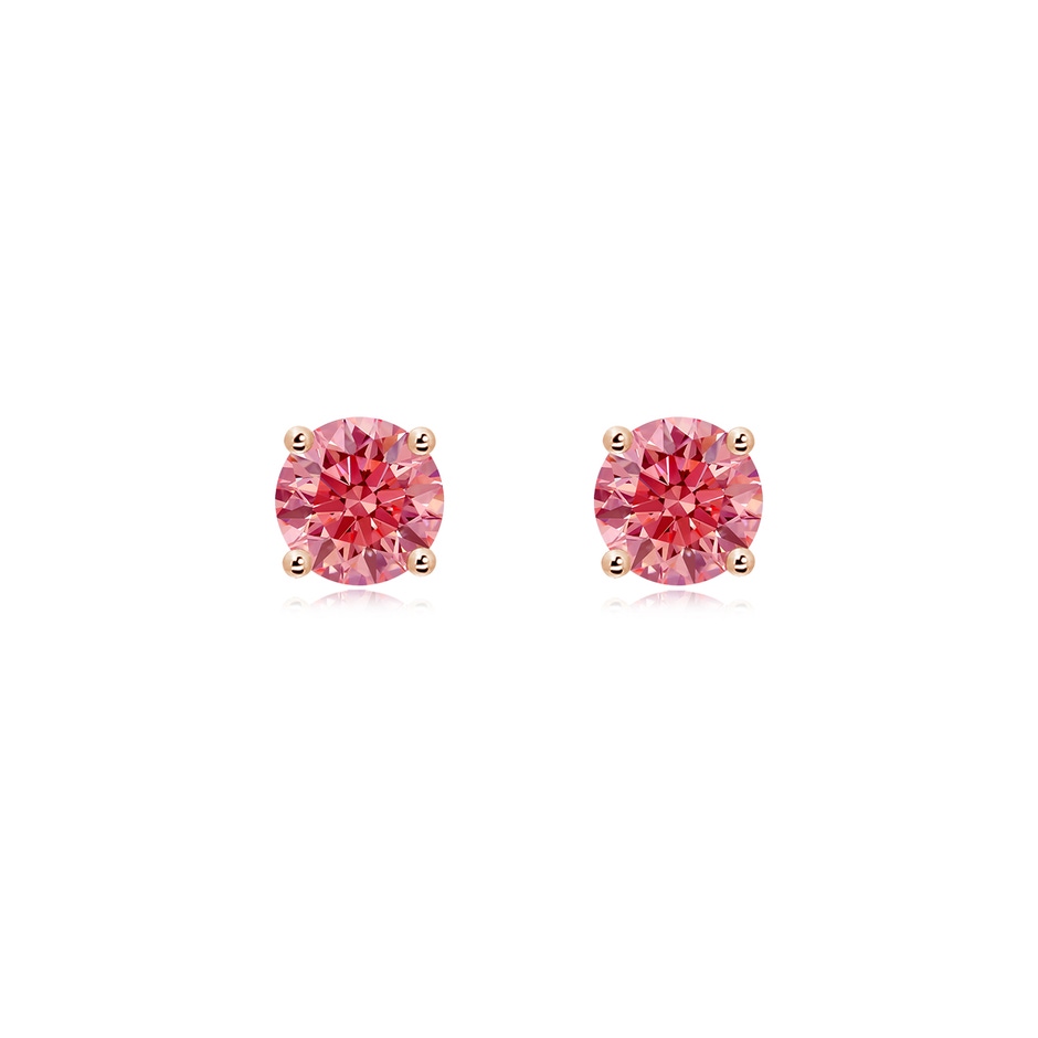 5.5mm Labgrown Basket-Set Solitaire Lab-Grown Fancy Intense Pink Diamond Stud Earrings in 9K Rose Gold 