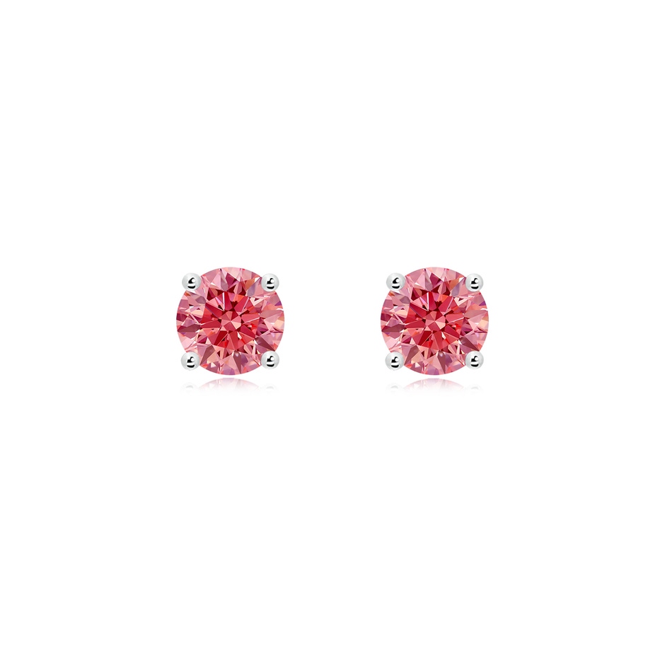 5.5mm Labgrown Basket-Set Solitaire Lab-Grown Fancy Intense Pink Diamond Stud Earrings in 9K White Gold 