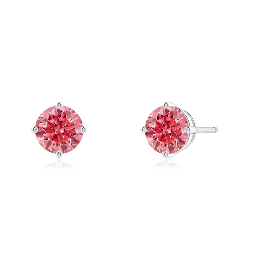 5.5mm Labgrown Basket-Set Solitaire Lab-Grown Fancy Intense Pink Diamond Stud Earrings in White Gold side 199