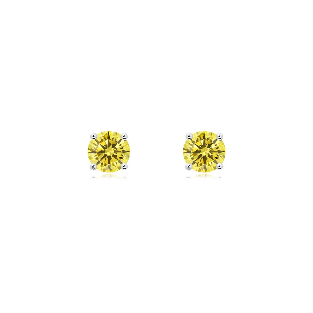 4.6mm Labgrown Basket-Set Solitaire Lab-Grown Fancy Intense Yellow Diamond Stud Earrings in P950 Platinum