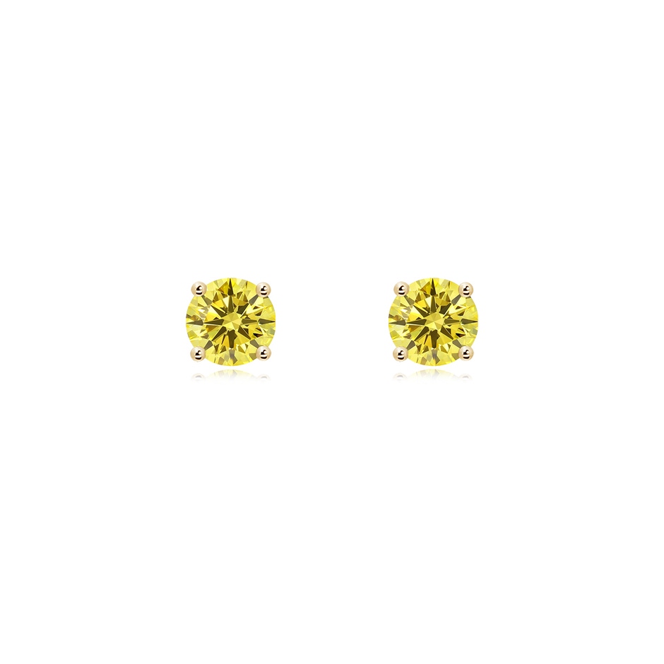 4.6mm Labgrown Basket-Set Solitaire Lab-Grown Fancy Intense Yellow Diamond Stud Earrings in Yellow Gold 
