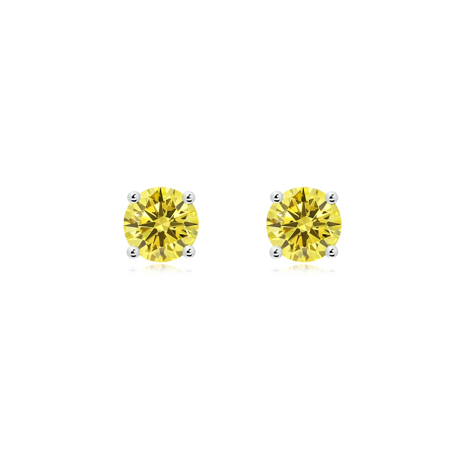 5.5mm Labgrown Basket-Set Solitaire Lab-Grown Fancy Intense Yellow Diamond Stud Earrings in P950 Platinum 