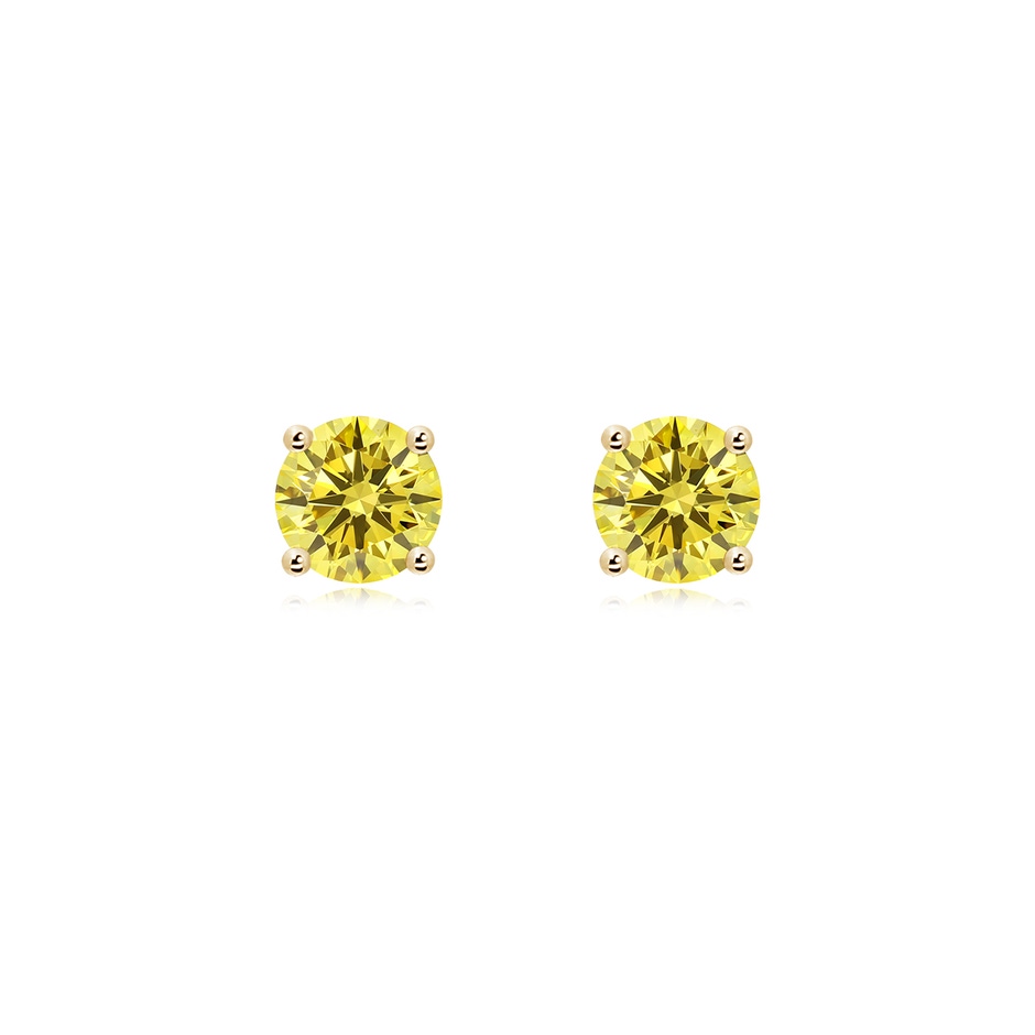 5.5mm Labgrown Basket-Set Solitaire Lab-Grown Fancy Intense Yellow Diamond Stud Earrings in Yellow Gold 