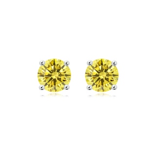 8.1mm Labgrown Basket-Set Solitaire Lab-Grown Fancy Intense Yellow Diamond Stud Earrings in P950 Platinum