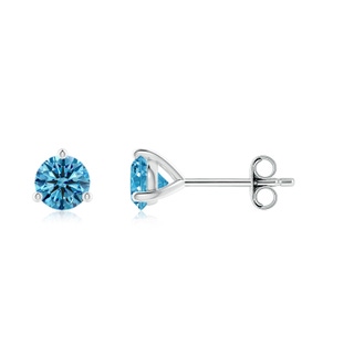 4mm Labgrown Prong-Set Round Lab-Grown Fancy Intense Blue Diamond Martini Stud Earrings in P950 Platinum