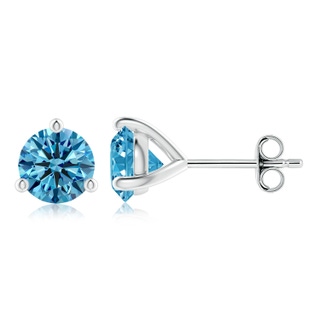 6.4mm Labgrown Prong-Set Round Lab-Grown Fancy Intense Blue Diamond Martini Stud Earrings in P950 Platinum