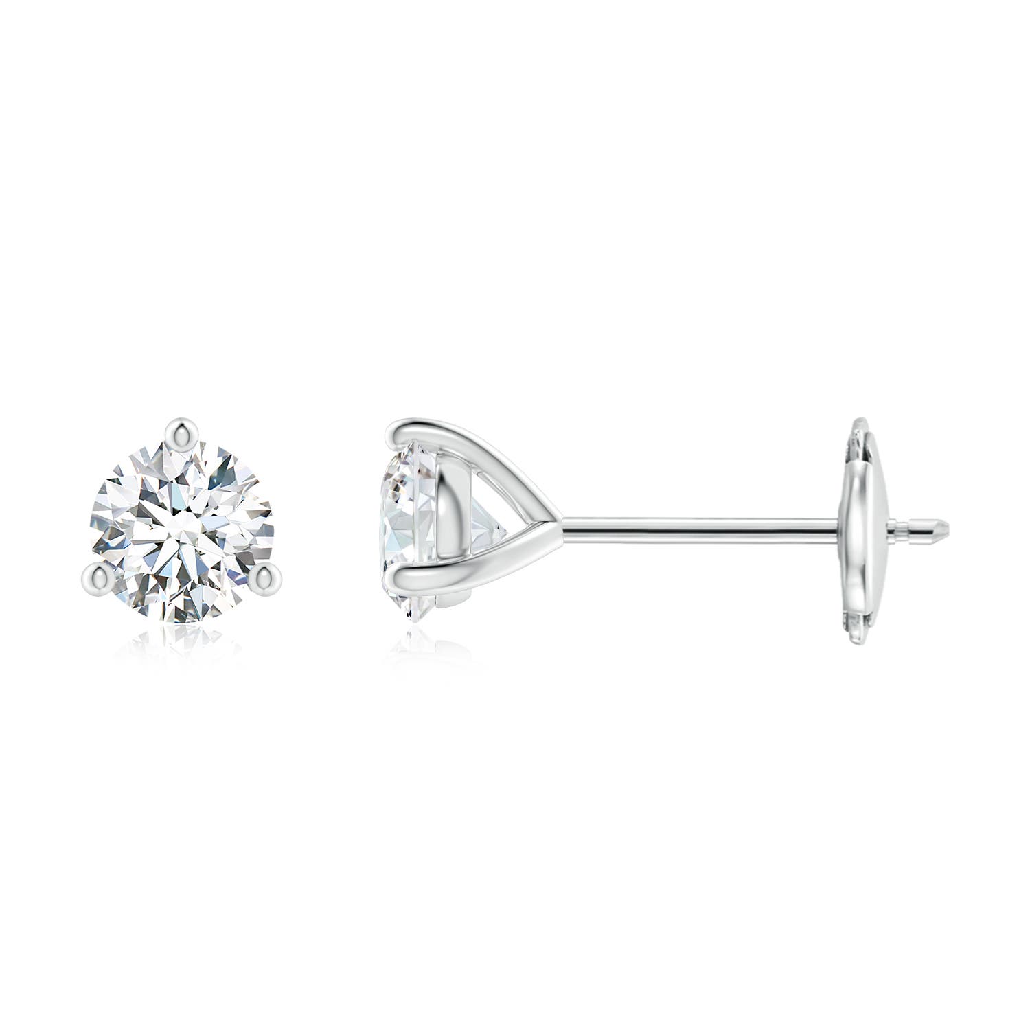 4.6mm FGVS Lab-Grown Prong-Set Round Diamond Martini Stud Earrings in 18K White Gold