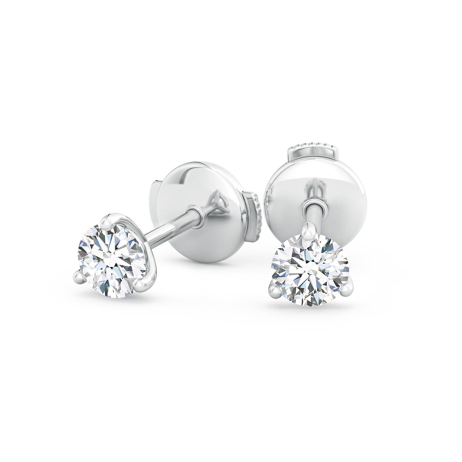 4.6mm FGVS Lab-Grown Prong-Set Round Diamond Martini Stud Earrings in 18K White Gold