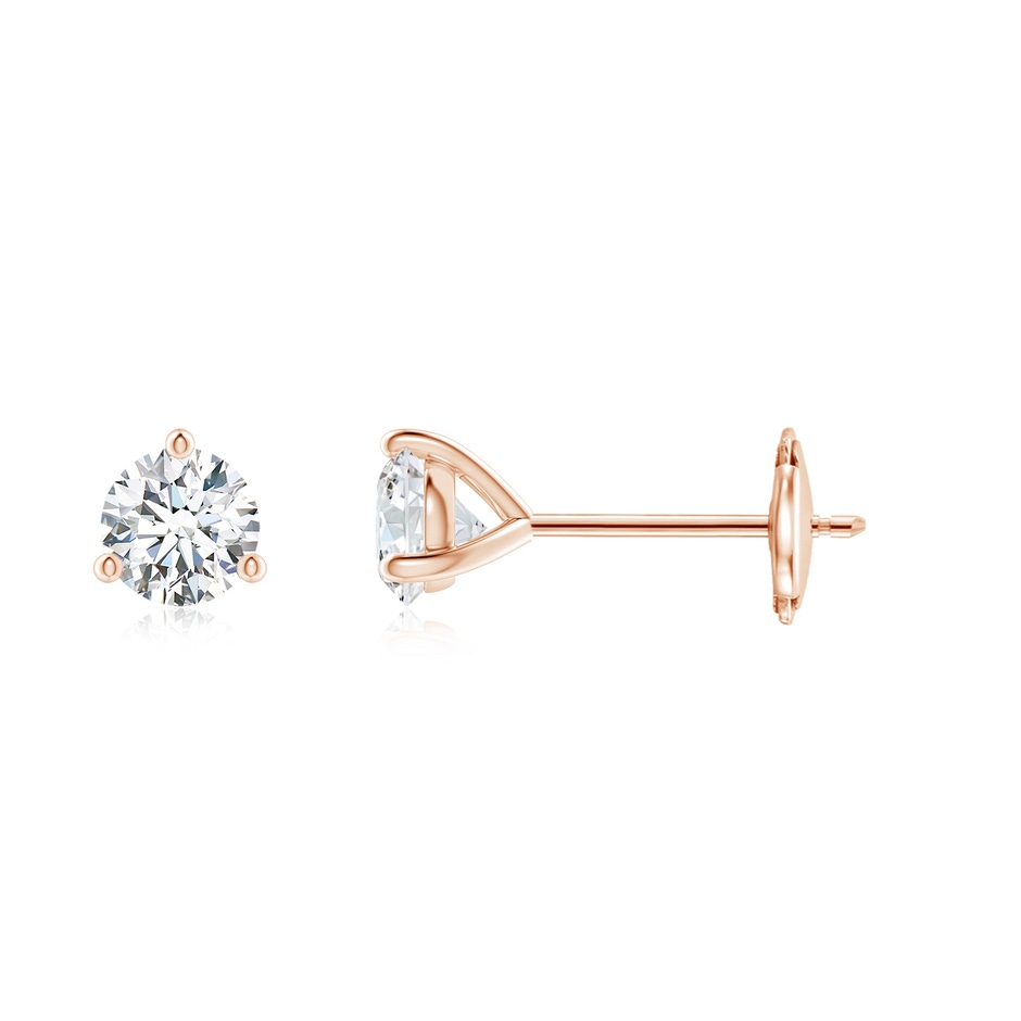 4mm FGVS Lab-Grown Prong-Set Round Diamond Martini Stud Earrings in 18K Rose Gold 